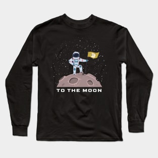 Dogecoin to the moon DOGE cryptocurrency astronaut Long Sleeve T-Shirt